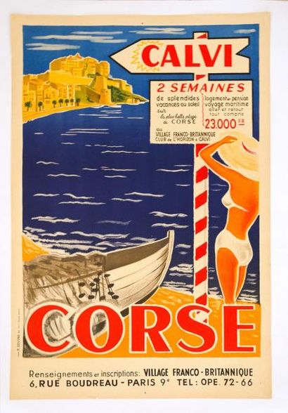 ANONYME () Affiche. La Corse, Calvi - 60 x 40 cm