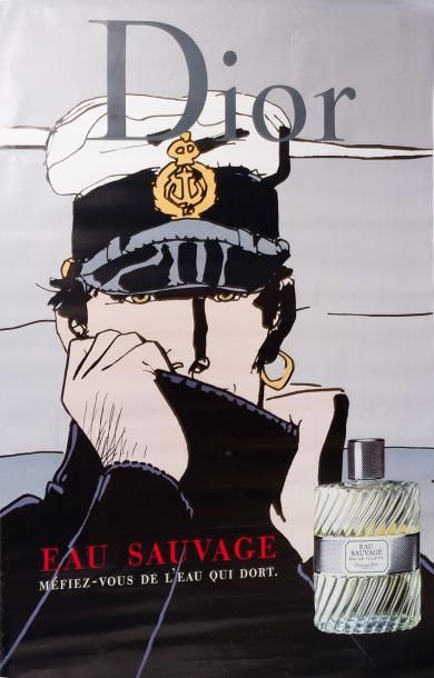 HUGO PRATT (1927-1995) Affiche CORTO MALTESE présente DIOR Parfum EAU SAUVAGE - 160...