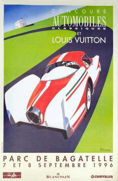 Gérard COUBOULEIX dit RAZZIA - (1950-) Affiche. Concours automobile "Louis Vuitton...