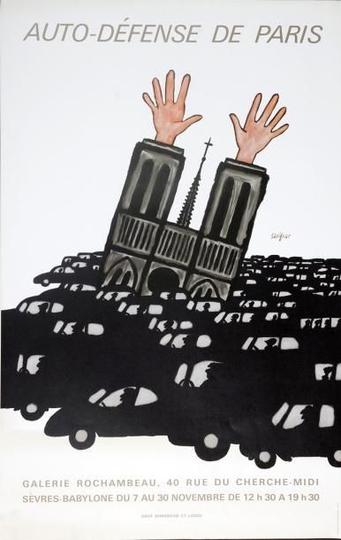 RAYMOND SAVIGNAC (1907-2002) Affiche "Auto-défense de Paris" - 65 x 41, 5 cm