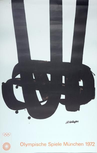 Pierre SOULAGES (1919-) Affiche pour les J.O de Munich en 1972 - 100 x 64 cm