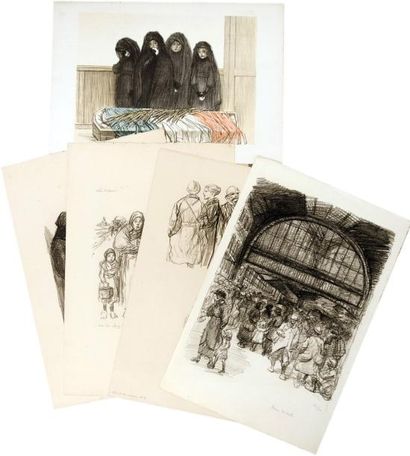 Théophile-Alexandre STEINLEN (1859-1923) Lot de 5 Lithographies Guerre 14-18