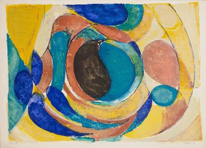 Gustave BOLIN (1920-1999) Lithographie en couleur signée, datée 77 et numérotée 9/100...