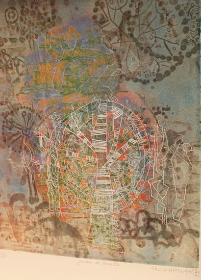 HASEGAWA Shoichi, né en 1929 Jardin de lumière Lithographie, signée en bas à droite,...