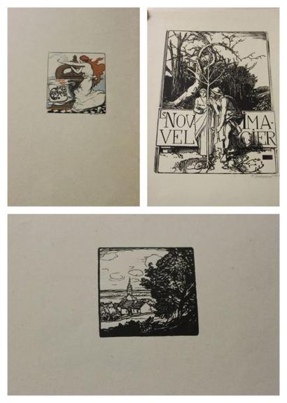 LEPÈRE Auguste Louis, 1849 - 1918 Vignettes d'illustration Dix-huit pièces (traces...