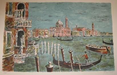 OUDOT Roland (1897-1981) Le grand canal à Venise lithographie, signée en bas à droite,...
