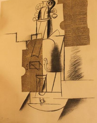 PICASSO Pable, d'après Nature morte cubiste Lithographie, signée en bas à gauche...