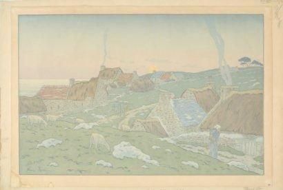 RIVIÈRE Henri, 1864-1951 Le coucher de soleil Lithographie en couleurs (traces d'insolation,...