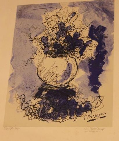 BRAQUE Georges, d'après Bouquet Lithographie (piqures), signée en bas à droite dans...