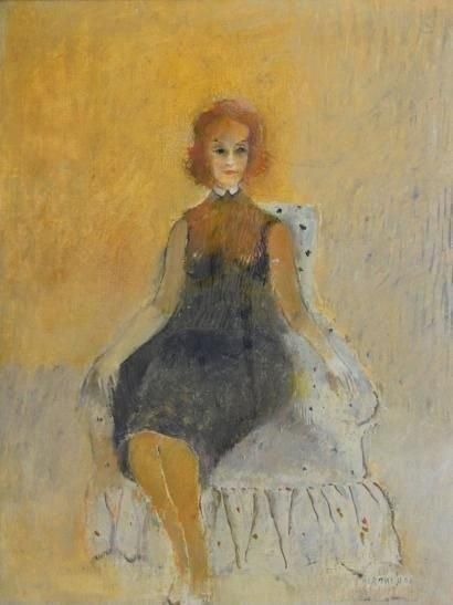 ODA Hiroki, né en 1914 Femme au fauteuil, probablement Madame Morantin-Nouvion Huile...