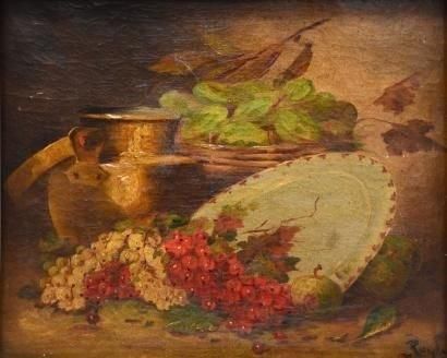 ROYDEL, XIXe siècle Nature morte aux fruits Huile sur toile (accidents et usures),...
