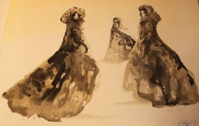 FINI Leonor, 1907-1996 Femmes aux robes noires Lithographie (insolation), signée...