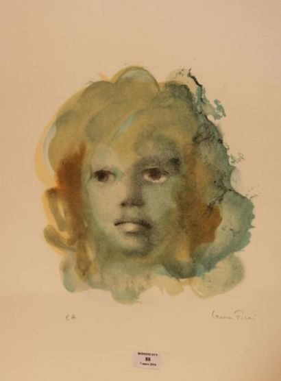 FINI Leonor, 1907-1996 Visage Lithographie, signée en bas à droite, justifiée EA...