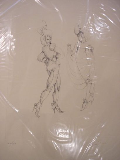 FINI Leonor,1908-1996 Femmes aux chapeaux, ensemble de 3 lithographies, signées en...