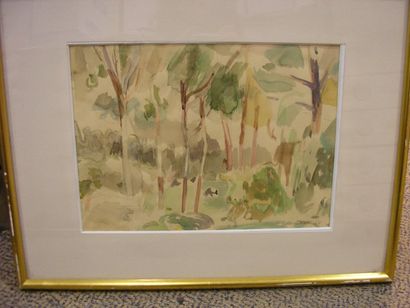 CORNU Jean, Né en 1915 Forêt 1964, aquarelle, signée et datée en bas à droite, 24...