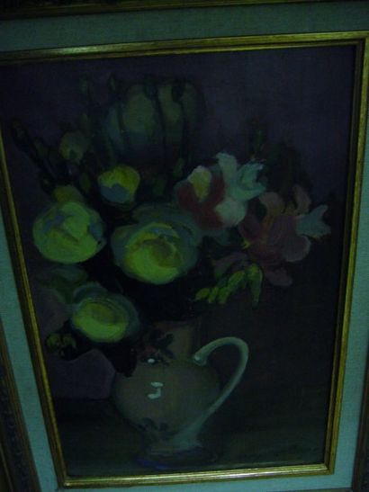 MARCHOU Georges (1898-1984) Le bouquet de printemps, 1950, huile sur papier contrecollé...