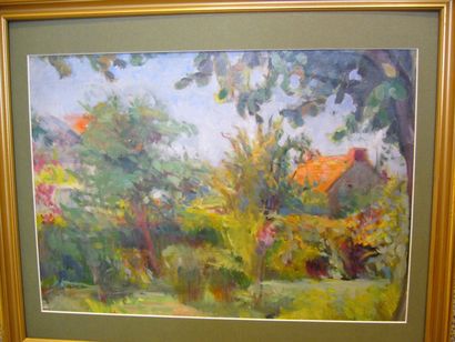 LUCE Frédéric, attribué à paysage, huile sur papier, non signée, 31.5 x 45 cm.