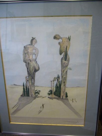 DALI Salvadore, 1904-1989 Paysage imaginaire, lithoagraphie, signé en bas à droite,...