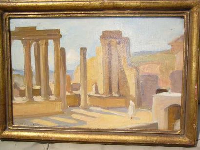 HORNUNG E Théatre antique DOUGGA 1927, huile sur toile, signée et datée en bas à...