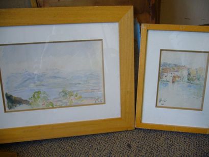 GOBILLARD Paule, 1869-1946 Paysages, deux aquarelles, chacune avec le cachet du monogramme,...