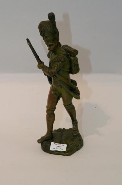 OMERTH Georges (act. 1895 -1925) Groupe en bronze à patine verte représentant un...