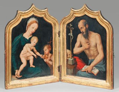 METSYS Quentin (Atelier de) (Louvain 1466 - Metsys 1530) Volet de gauche: La Vierge,...