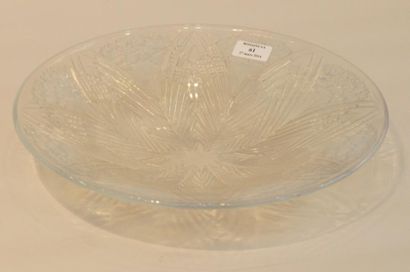 René LALIQUE (1860 -1945) Coupe "oeillets" (1932). Épreuve en verre blanc moulé-pressé...