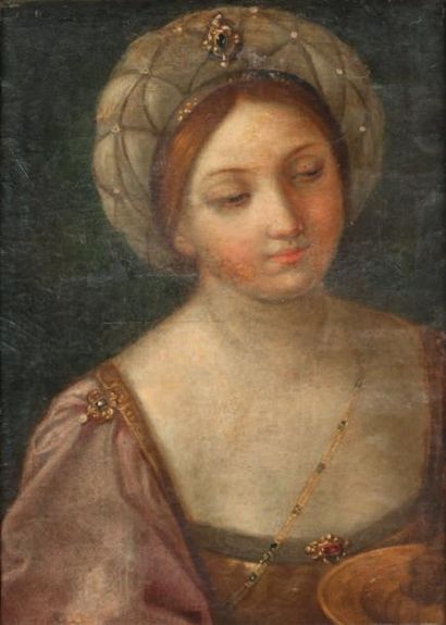 RENI Guido (École de) (Bologne 1575 -1642) Tête de jeune femme coiffé d'un turban...