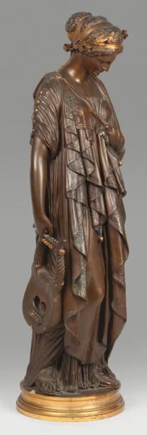 Jean-Baptiste CLESINGER Sapho debout Bronze à deux patines brune et dorée (petites...