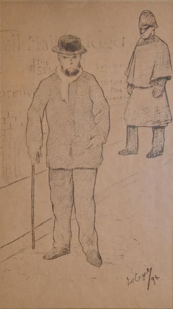 Frédéric Auguste CAZALS Verlaine à Londres, 1894 Lithographie en noir sur papier...