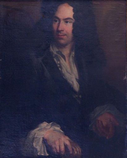 BOUYS André (Attribué à) (Hyères 1654 -Paris 1740) Portrait d'homme assis coiffé...
