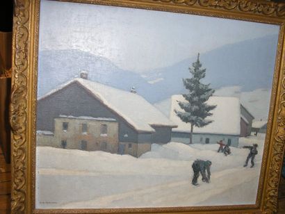 FERNIER Robert Jules Emile (1895-1977) A la Sagne (Jura Suisse), huile sur toile,...