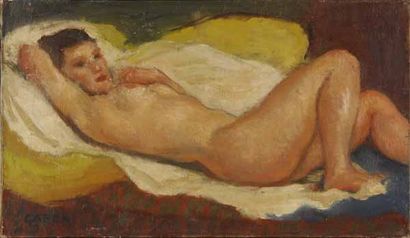 CAPON Georges, 1890-1980 Nu couché, huile sur toile, signée en bas à gauche, 23,5...