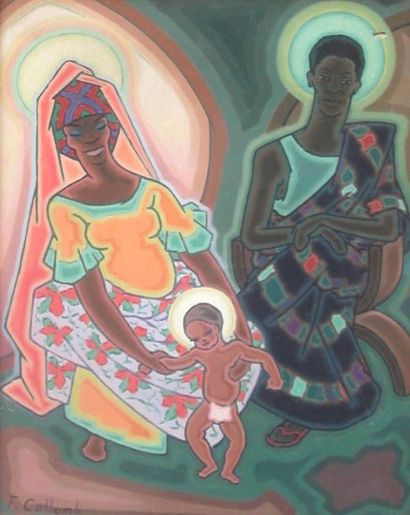 COLLOMB Fernand (1902-1981) Maternité, huile sur toile, signée en bas à droite, 65x50cm....