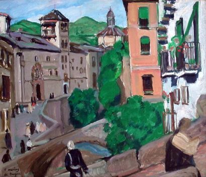 DE BUZON Frédéric Marius (1879-1958) La vieille ville, huile sur panneau, signé en...