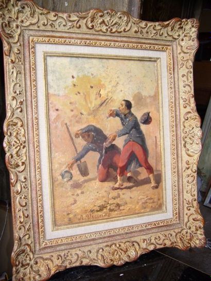 VIANDE Auguste, 1825-1887 "L'explosion" huile sur toile, signée en bas à gauche,...