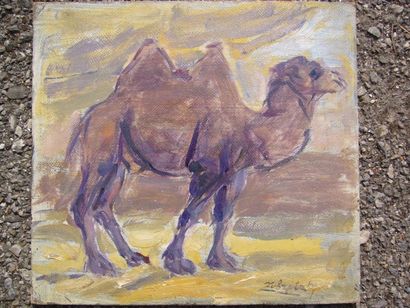 ZUBRITSKY (XXème siècle) Le chameau, huile sur toile marouflée sur carton, signé...