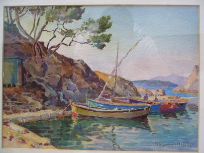 HENRYS Raymond (XXème siècle) Côte d'Azur aux environs de Cap brun, aquarelle, signée...