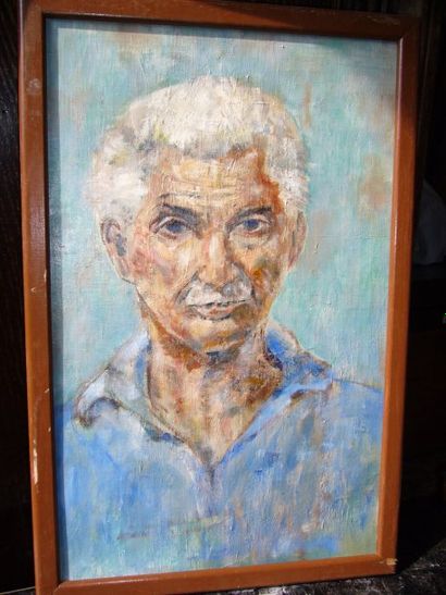Ecole Moderne Portrait d'homme, huile sur toile, non signée, 51 x 33 cm.