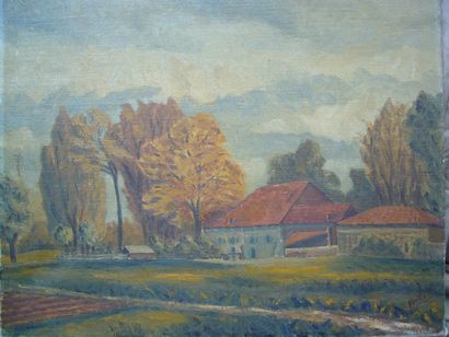 VEUILLET (XXème siècle) Ferme de Fronteaux 1940, huile sur toile, signée en bas à...