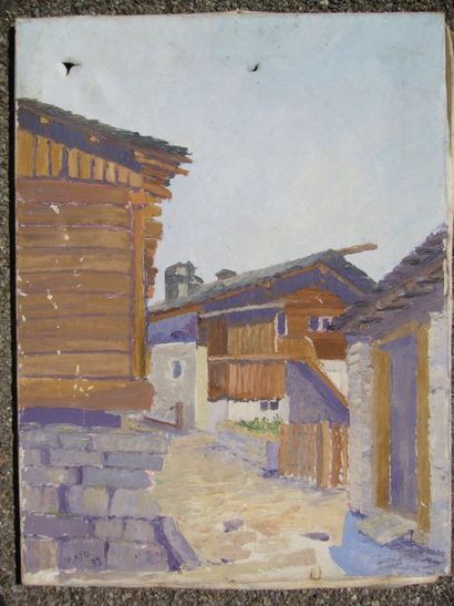 MAYO (XXème siècle) Village de montagnes 1933, huile sur toile, signée et datée en...