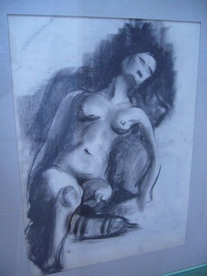 MANCHEZ-MIDY (XXème siècle) Nu endormi, crayon noir, cachet en bas à gauche, 38 x...