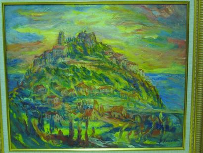 SOURDILLON Berthe (1895-1976) La colline provençale, huile sur toile, signée en bas...