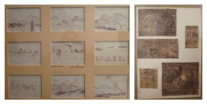 BERTTOLLE Jean, 1909-1996 La Drôme, 1977 14 dessins sur papier journal, sous deux...