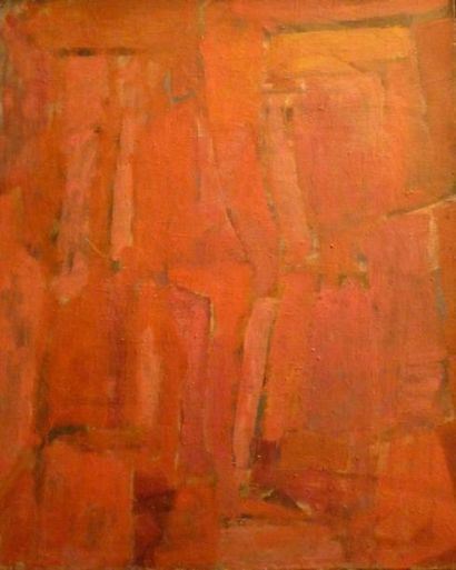 Ecole Moderne Composition rouge Huile sur toile, non signée, 61 x 49 cm