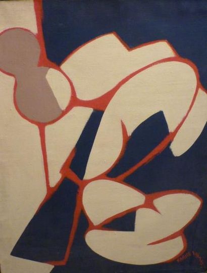 FARICE Franck, XXe siècle Composition blanche et bleue, 1975 Huile sur toile, signée...
