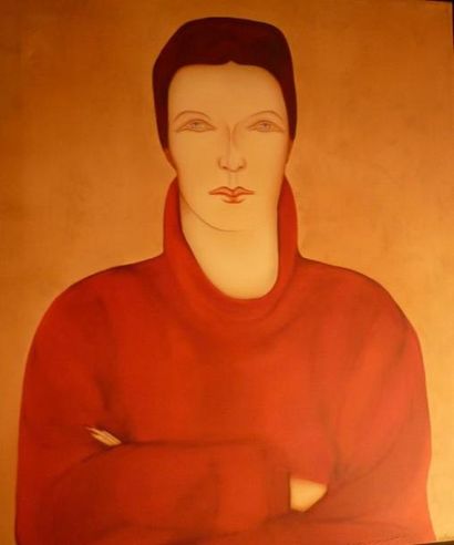 GUARNERI, XXe siècle Le pull rouge Huile sur toile, signée en bas à gauche, 97 x...