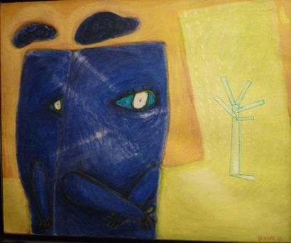 HANCE, XXe siècle Bleu et jaune, 70 Huile sur toile, signée et datée en bas à droite,...