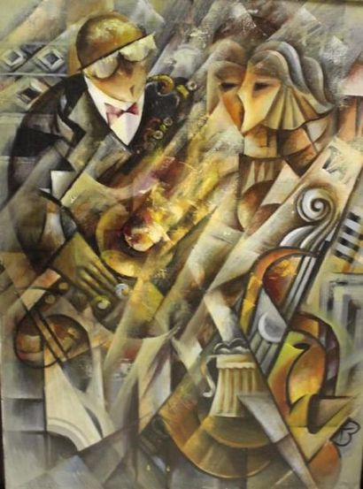KONDRATUK Valéry, né en 1939 Love jazz Huile sur toile, monogramme en bas à droite,...
