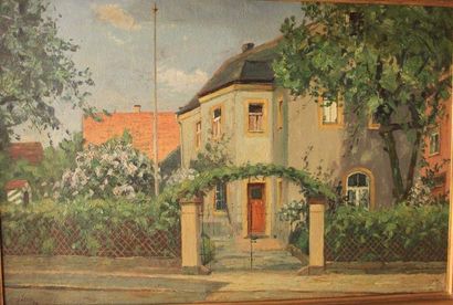 LEMM Georg, 1897-1940 Villa rose in Wilsdruff Huile sur toile (restaurations dans...